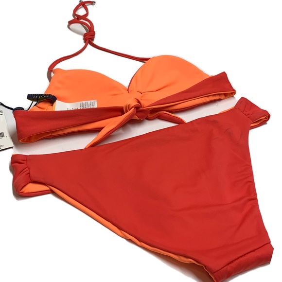POLO Ralph Lauren Orange and Red Reversible Bikini - Picture 8 of 16